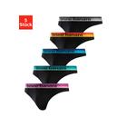 String BRUNO BANANI, Herren, Gr. XXL, bunt (schwarz, blau, schwarz, pink, schwarz, mint, schwarz, gelb, schwarz, grau), Jersey, Obermaterial: 95% Baumwolle, 5% Elasthan, unifarben, körpernah, Unterhosen, mit Streifen Logo Webbund