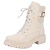 Winterstiefelette RIEKER, Damen, Gr. 43, beige, Textil, Lederimitat, elegant, Schuhe, Schnürstiefelette, Schnürboots, Profilsohle mit Stretch am Schaft