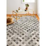 Gray 96 x 60 x 0.3 in Area Rug - Darya Home Annabelle Hand Stitched Modern Geometric Area Rug Leather | 96 H x 60 W x 0.3 D in | Wayfair