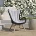 Joss & Main Adagio Tall Wing-back Patio Chair w/ Cushions, Wood in Gray | 40 H x 29 W x 28 D in | Wayfair D9976010B2F04FADB2FAC8080339AAD8