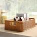 Dotted Line™ Rattan Rectangular Basket w/ Rounded Corners & Cutout Handles in Brown | 4 H x 14 W x 10 D in | Wayfair