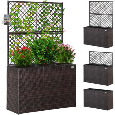 Casaria - Blumenkasten 3 Innentöpfe Polyrattangeflecht Rankgitter Blumentopf Übertopf Pflanzkübel