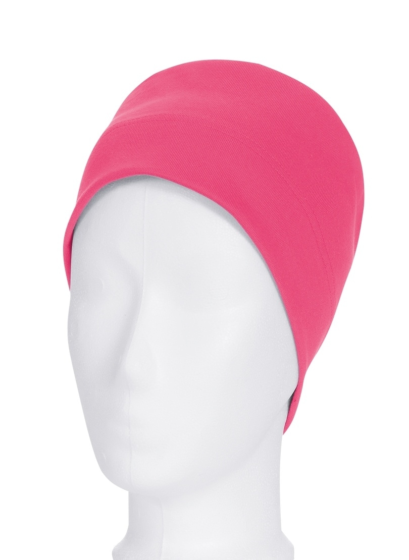 Strickmütze TRIGEMA "TRIGEMA Soft-Cap aus Viskose", Kinder, Gr. 900, rosa (flamingo), Kunstfaser, Sportlich, Mützen Image
