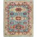 Shahbanu Rugs Blue Hand Knotted Armenian Inspired Caucasian Design 200 KPSI Natural Dyes Densely Woven Soft Wool Rug (8' x 9'7")