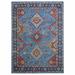 Shahbanu Rugs Light Blue Hand Knotted Shiraz Design Serrated Medallions Supple Collection Pure Wool Oriental Rug (8'10"x11'10")