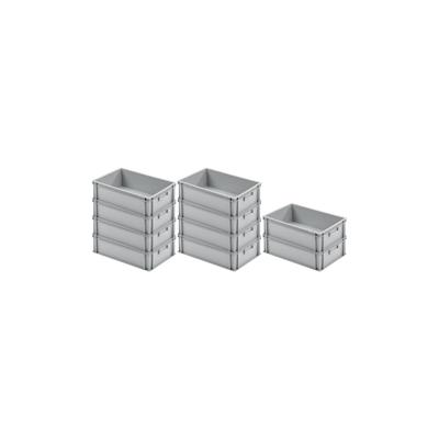 PROREGAL 10x Eurobehälter mit geschlossenem Griff | HxBxT 17,5x40x60cm | 30 Liter | Grau | Eurobox, Transportbox, Transportbehälter Image