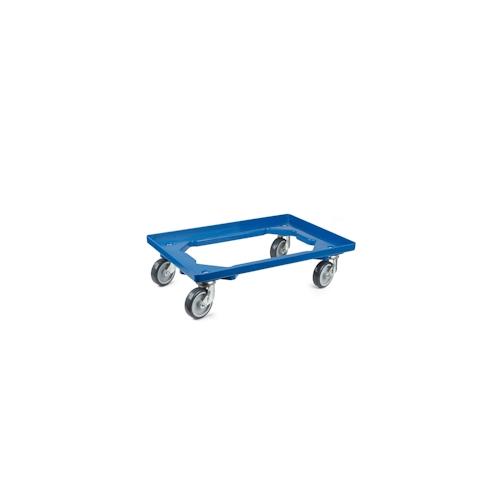 PROREGAL Transportroller Kistenroller Logistikroller mit Gummiräder blau | HxBxT 15×60,7×40,7cm | Offen | 2 Lenkrollen & 2 Bremsrollen | 2 Stück