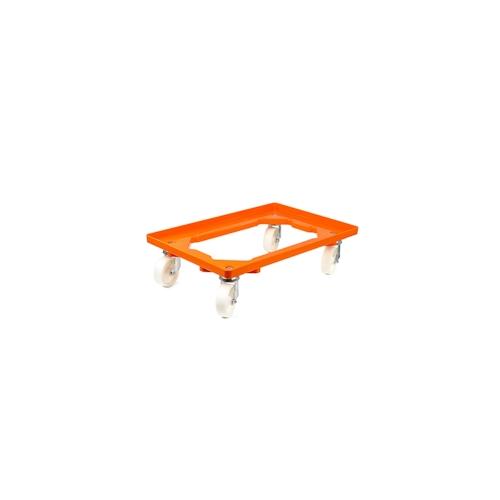 PROREGAL Transportroller Kistenroller Logistikroller mit Kunststoffräder orange | HxBxT 15×60,7×40,7cm | Offen | 4 Lenkrollen | 2 Stück