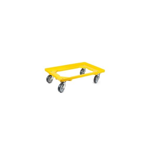 PROREGAL Transportroller Kistenroller Logistikroller mit Gummiräder gelb | HxBxT 15×60,7×40,7cm | Offen | 4 Lenkrollen | 2 Stück