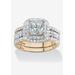 Women's Cubic Zirconia Princess-Cut Bridal Ring Set in Gold over Silver by PalmBeach Jewelry in Gold (Size 8)