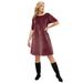 Plus Size Women's Puff Sleeve Velour Dress by ellos in Deep Wine (Size 10/12)