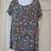 Lularoe Tops | Lularoe Classic T Medium Nwt Gray With Pink Blue Print Flowers Stretch | Color: Gray/Pink | Size: M