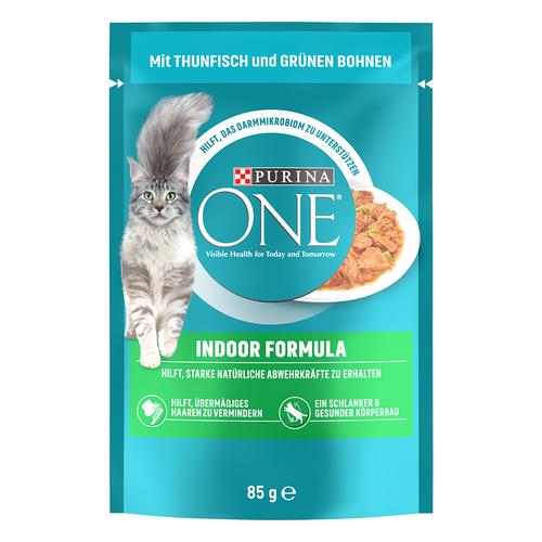 52x 85g mit Thunfisch & grünen Bohnen PURINA One Indoor Formula Katzennassfutter