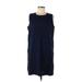 Gap Casual Dress - Shift High Neck Sleeveless: Blue Solid Dresses - Women's Size Medium