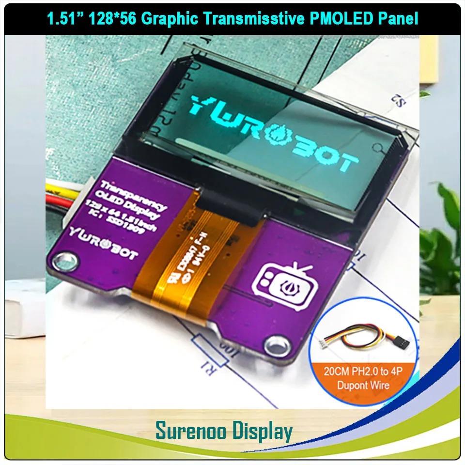 Group écran OLED, écran graphique transparent, I2C, IIC, éventuelles I, PMOLED, écran technique LCD, SSD1309, 1.51 ", 1.54", 128x56, 12856, 12864