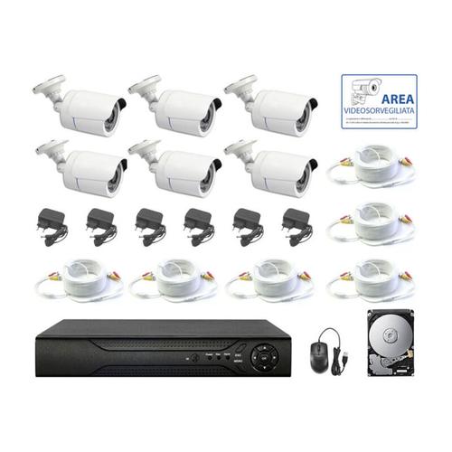 Kit telecamere 5 mpx ahd 6 telecamere cavi ip dvr 8 canali hd 500 gb