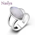 Nasiya-Bague de fiançailles en argent S925 avec pierre de lune pour femme bijoux fantaisie