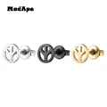 MadApe-Boucles d'Oreilles Avion Symdains de la Paix pour Femme Acier Inoxydable Document Argent