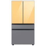 Samsung Bespoke 29 cu. ft. Smart 4-Door Refrigerator w/ Beverage Center & Custom Panels Included in Gray/Yellow | Wayfair