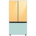 Samsung Bespoke 24 cu. ft. 3-door Refrigerator w/ Beverage Center & Custom Panels Included in Blue/Yellow | 70 H x 35.75 W x 28.75 D in | Wayfair