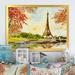 Winston Porter Paris Eiffel Tower In Beaufitul Summer III - Floater Frame Print on Canvas Metal in Green/Orange/Red | 16 H x 32 W x 1 D in | Wayfair