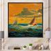 Breakwater Bay Yellow & Green Sailboats Landscape - Nautical & Coastal Canvas Wall Decor Canvas in Green/Yellow | 16 H x 16 W x 1 D in | Wayfair