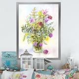 Winston Porter Bouquet Of Meadow Flowers In Glass Jar - on Canvas in Green/Indigo/Red | 12 H x 8 W x 1 D in | Wayfair