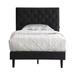 Willa Arlo™ Interiors Mabini Tuffted Nailhead Trim Platform Bed w/ Adjustable Height Platform Bed Upholstered/Linen in Black | Wayfair