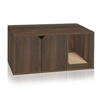 Way Basics Litter Box Enclosure in Royal Walnut, 20.5" L X 35.8" W X 16.9" H, Large, Brown