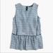 J. Crew Tops | 4/$15 J Crew Silk Blue Gingham Peplum Ruffle Waist Sleeveless Blouse 00p | Color: Blue/Tan | Size: 00p