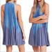 Free People Dresses | Free People Large Metallic Blue Pleated Love Mini Dress Crew Neckline Size L | Color: Blue | Size: L