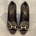 Gucci Shoes | Gucci Horsebit Satin Heels Peep Toe 132460 Black Shiny Crystal Rhinestone 7.5 | Color: Black | Size: 7.5