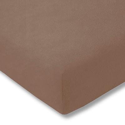 Spannbettlaken ESTELLA "Samt Velours Spannbetttuch", braun (bahama), B:100cm L:200cm, Nicki, Obermaterial: 80% Baumwolle, 20% Polyester, Laken, Rundumgummi Image