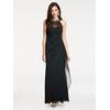 Abendkleid HEINE "Abendkleid", Damen, Gr. 34, Normalgrößen, schwarz, 100% Polyester, unifarben, lang, Rundhals, ohne Ärmel, Kleider