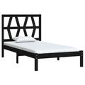 vidaXL Bed Frame, Platform Bed for Bedroom, Bed Base for Adults Kids, Mattress Foundation Wooden Bedstead, Black Solid Wood Pine 90x190 cm Single