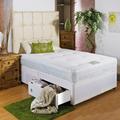 Home Furnishings UK Hf4you White Memory Soft Divan Bed - 2ft 6" Small Single - 2 Drawers Same Side - 30" Cream Faux Leather Headboard