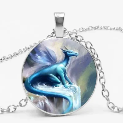 Collier pendentif dragon occidental bleu neige collier de bijoux cadeau pour un ami photo