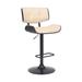 Adjustable Cream Tufted Faux Leather and Black Wood Swivel Barstool. - 46" x 20" x 22"