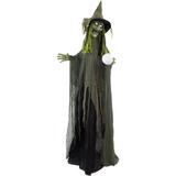 Haunted Hill Farm All Animatronics Curses & Cauldrons Buella the Fortune-Telling Witch Figurine in Black/Green | 72 H x 29.5 W x 7.1 D in | Wayfair