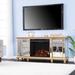 Darby Home Co Jeremey TV Stand for TVs up to 55" w/ Electric Fireplace Included Wood/Glass/Metal in Brown | Wayfair