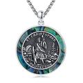 St Christopher Necklace for Men Women 925 Sterling Silver Saint Christophers Medal Pendant Necklace Protection Necklace Religious Jewellery Christmas Gifts for Son Boyfriend 22" Chain