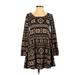 Trendy J's Casual Dress - Sweater Dress: Black Aztec or Tribal Print Dresses - Women's Size Small