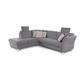 CAVADORE Eckcouch Trend / Skandinavisches Ecksofa mit Federkern, Ottomane und 2 Kopfstützen / 252 x 86 x 213 / Chenille, Grau