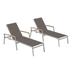 Oxford Garden Travira Powder Coated Aluminum Chaise Lounge with Natural Tekwood Armcaps - Cocoa Sling (Set of 2)