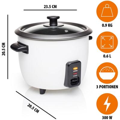 Tristar - Reiskocher RK-6117, 0,6 l, 300 w, mit Warmhaltefunktion, weiß