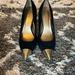 Jessica Simpson Shoes | 9 1/2 Jessica Simpson Gold Toed Heels In Suede | Color: Black/Gold | Size: 9.5