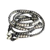 Anthropologie Jewelry | Anthropologie Silver Wrap Bracelet Boho New Leather | Color: Gray/Silver | Size: Os