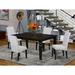 Charlton Home® Park Avenue 9 - Piece Butterfly Leaf Solid Wood Dining Set Wood/Upholstered in Black | Wayfair BC500FC45F23496B9EA836F48F3E7E2C