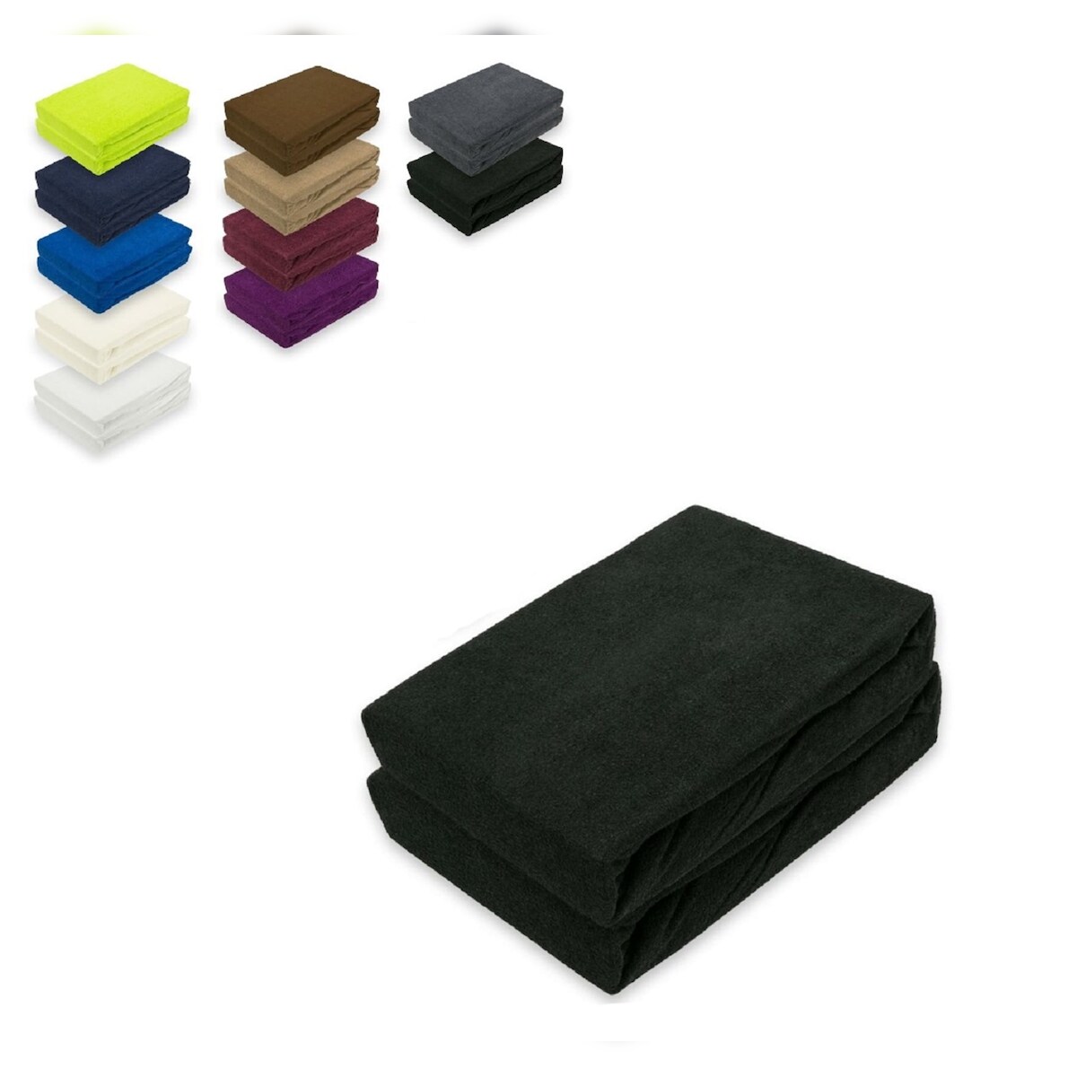 EXKLUSIV HEIMTEXTIL Frottee Spannbettlaken Doppelpack Rundumgummizug 90 - 100 x 200 cm Schwarz Image