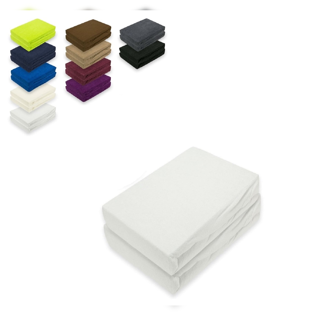 EXKLUSIV HEIMTEXTIL Frottee Spannbettlaken Doppelpack Rundumgummizug 120 x 200 cm Weiss Image